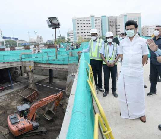 முதலமைச்சர் மு.க. ஸ்டாலின் சென்னையில் நடைப்பெற்று வரும் திட்டப்பணிகளை பார்வையிட்டு ஆய்வு