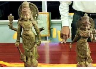 கிருஷ்ணகிரியில் அண்ணன் தம்பி இருவருக்கிடையே சொத்துப் பிரிக்கும் போது கைப்பெற்றப்பட்ட ஐம்பொன் சிலைகள் … சிலைத்திருட்டு தடுப்பு காவல்துறையினர் நீதிமன்றத்தில் ஒப்படைப்பு