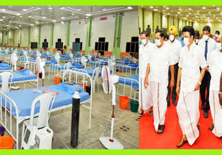 நந்தம்பாக்கம், சென்னை வர்த்தக மையத்தில் அமைக்கப்பட்டு வரும் 904 படுக்கை வசதி கொண்ட கோவிட் சிகிச்சை மையம் … முதலமைச்சர் பார்வையிட்டு ஆய்வு ..