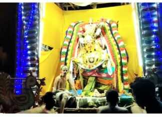 தங்கக்கருட வாகன ஓலை சப்பரத்தில் வீதிவுலா வந்த சக்ரபாணிசுவாமி பெருமாளின் கருட சேவை …