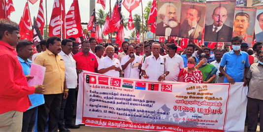 கும்மிடிப்பூண்டி : தொழிலாளர்களுக்கு எதிராக கொண்டு வரப்பட்டுள்ள சட்டங்களை ஒன்றிய பாஜக அரசு திரும்ப பெறவேண்டும் … சிஐடியு மாநிலத்தலைவர் அ.சவுந்தரராசன் வலியுறுத்தல் ..
