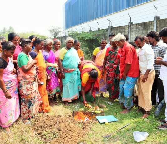 ஸ்ரீராமாபுரம் கண்டிகை சுடுகாட்டிற்கு, ரூ. 19. 43 லட்சம் மதிப்பிலான புதிய கட்டடம் கட்டும் திட்டப்பணி : வடமதுரை ஊராட்சித்தலைவர் பூமி பூஜை போட்டு தொடங்கி வைத்தார்..