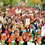 Tamil Nadu Tawheed Jamaat protests in Avadi on behalf of Tiruvallur West District – Women and children wearing tricolor hijabs waving the national flag-2 (2)