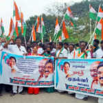 The Congress party meditated at the Rajiv Gandhi Memorial demanding the resignation of the chairman of the Sriperumbudur DMK Municipal Council_2 (2)