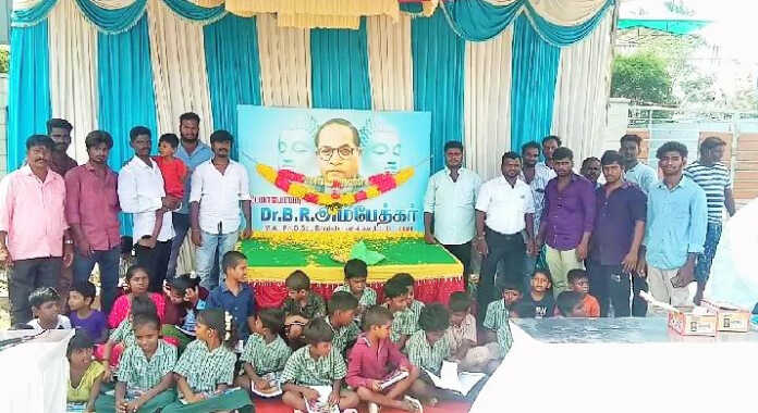 Dr. Ambedkar's 131st Birthday Celebration in melma nagar - Giving Welfare Aid to Public and School Students-1 (2)