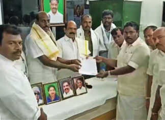 திருவள்ளூர் மத்திய மாவட்ட அதிமுக செயலாளராக முன்னாள் அமைச்சர் பெஞ்சமின் போட்டியின்றித் தேர்வு ..
