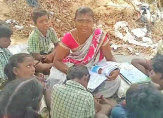 பள்ளியை இடித்து ஏழுமாதமாகியும் கட்டடப்பணிகள் தொடங்கப்படாத மீஞ்சூர் ஒன்றிய வன்னிபாக்கம் ஊராட்சி ஆரம்பப்பள்ளி : கொளுத்தும் வெயிலில் வேர்வை சொட்ட மரத்தடியில் அமர்ந்து கல்விப் பயலும் மாணவர்கள் !