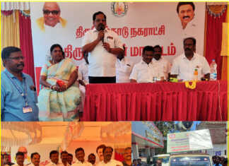 திருவேற்காடு : ‘ பிளாஸ்டிக் மாசில்லா தமிழ்நாடு ” திட்ட விழிப்புணர்வு நிகழ்ச்சி : அமைச்சர் சா.மு.நாசர் பயனாளிகளுக்கு மஞ்சப்பை வழங்கினார் ..