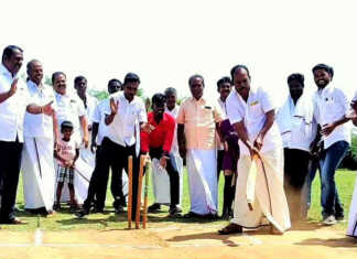 காஞ்சிபுரம் : டாஸ் போட்டு கிரிக்கெட் விளையாட்டை துவக்கி வைத்த உத்திரமேரூர் சட்ட மன்ற உறுப்பினர் …
