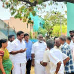 Ponneri Assembly Member Durai Chandrasekhar inspects the preparations for the Varatharajaperumal Temple Therottam to be held in Minjur-1 (2)