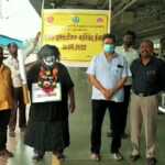 World Anti-Tobacco Day awareness campaign by Pattiswaram Health Inspector disguised as a tobacco monster at Kumbakonam railway station-pic2 (2)