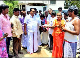 உத்திரமேரூர் அருகே சிலிண்டர் வாயு கசிவால் ஏற்பட்ட தீ விபத்து : விரைந்து வந்து நலம் விசாரித்து நிவராண உதவியளித்த எம்.எல்.ஏ க.சுந்தர்