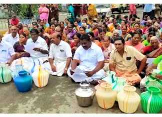 கும்பகோணம் தஞ்சாவூர் நெடுஞ்சாலையில் காலிகுடங்களுடன் அமர்ந்து சாலைமறியல் போராட்டம் செய்த பெண்கள் ..