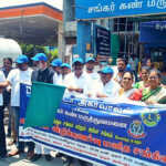 Human chain of awareness about the distribution of khandana held in Kancheepuram – Member of Legislative Assembly CVMP Ehilarasan flag waving-1 (2)