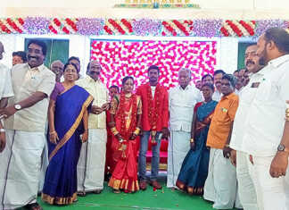 காஞ்சிபுரத்தில் நடைபெற்ற அதிமுக நிர்வாகி இல்ல திருமண விழாவில் கே.பி.முனுசாமி பங்கேற்பு