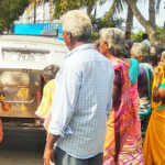 Relatives protest in front of factory in Meenjoor demanding compensation for watchman who died due to work load-1 (2)