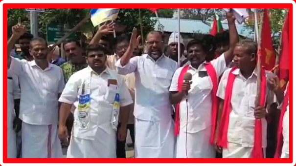 Demonstration protesting the demands of various parties demanding the construction of a new Thanjavur Kumbakonam National Highway