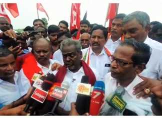 திருவாரூர் மாவட்டத்தில் மூன்று இடங்களில் நடைப்பெற்ற இரயில் மறியல் போராட்டம் : கொட்டும் மழையில் நனைந்த படி, 5 ஆயிரத்திற்கும் மேற்பட்டோர் பங்கேற்பு