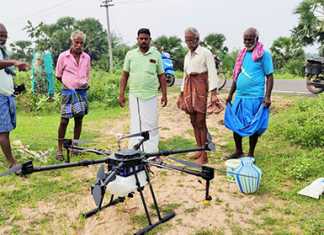 ஒரே நாளில் மதுக்கூர் வட்டார 30 விவசாயிகளின் 30 ஏக்கர் வயலில் ட்ரோன் மூலம் நானோ யூரியா தெளிப்பு : தமிழ்நாடு வேளாண் பல்கலைக் கழகம் உதவி