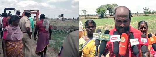 கிணற்றுப் பாசன நிலத்தில் அவசர அவசரமாக போலீஸ் துணையுடன் பருத்தி பயிரை அளித்து வாய்க்கால் போடும் அரசு அதிகாரி : யாரை திருப்திப் படுத்த அவசரம் காட்டுகிறார் வட்டாட்சியர் கேள்வியெழுப்பும் பாதிப்புக்குள்ளான கடலங்காடி விவசாயி ..