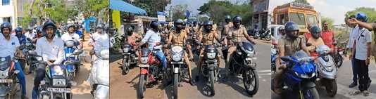 காவல்துறை மற்றும் ரெட்கிராஸ் சொசைட்டி சார்பில் நாச்சியார்கோவில் பகுதியில் நடைப்பெற்ற தலைக்கவசம் குறித்த விழிப்புணர்வு பேரணி ..