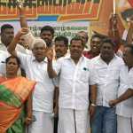 DMK party members of Tiruvarur city celebrated Chief Minister M.K.Stalin’s 70th birthday by bursting firecrackers and giving sweets to the public-p2