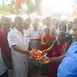 DMK party members of Tiruvarur city celebrated Chief Minister M.K.Stalin’s 70th birthday by bursting firecrackers and giving sweets to the public-p3