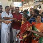 DMK party members of Tiruvarur city celebrated Chief Minister M.K.Stalin’s 70th birthday by bursting firecrackers and giving sweets to the public-p4