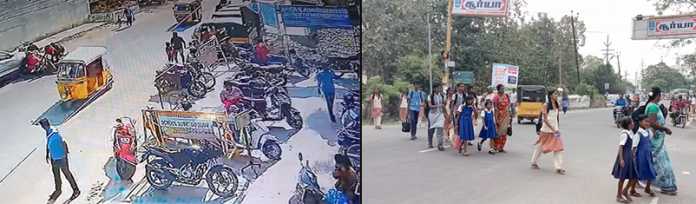 Chengalpattu district capital without traffic control - two-wheelers collide head-on in front of private school