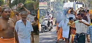 பங்குனி உத்திரத்தை முன்னிட்டு காவடி மற்றும் பால்குடம் சுமந்து கொண்டு, திருபுவனத்தில் இருந்து சுவாமிமலைக்கு பாதயாத்திரையாக வந்த நூற்றுக்கணக்கான பக்தர்கள்….