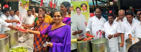 மீஞ்சூர் நகர அதிமுக சார்பில் நடைப்பெற்ற கோடைக்கால நீர், மோர் பந்தல் திறப்பு விழா : பொன்னேரி முன்னாள் எம் எல் ஏ பலராமன் திறந்து வைத்தார்