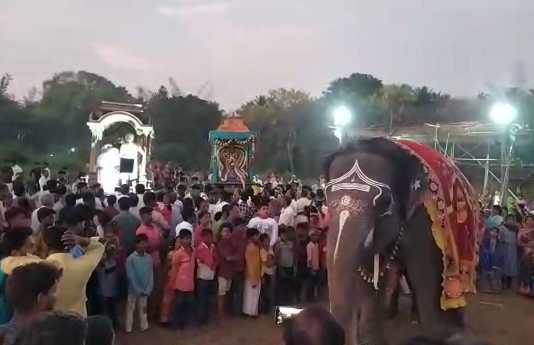 சுவாமிமலை அருள்மிகு ஸ்ரீசுவாமிநாதசுவாமி ஸ்ரீவள்ளி திருமண வைபவத்தை முன்னிட்டு அரசலாற்றங்கரையில் நடைப்பெற்ற யானை விரட்டல் நிகழ்வு …