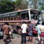 A two-wheeler carrying five people and a private bus collided head-on near Kumbakonam – five injured-p3