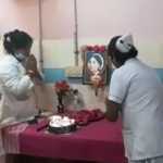 On the occasion of International Nurses Day, the nurses celebrated by cutting a cake and giving sweets to everyone at Thiruthura Bundi Government General Hospital-p2