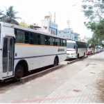 People suffer due to private industrial vehicles parked in no parking area on the highway in maraimalai Nagar area.-p1
