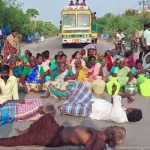 The villagers of Aripakkam, who were lying on the road with empty jugs on the picket, shouted for immediate supply of drinking water