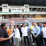 Honble Minister for Youth Welfare and Sports Development inspected the renovation work in progress at Mayor Radhakrishnan Stadium, Chennai-p1