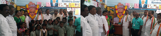 Tiruvarur District Congress celebrated the 121st birthday of Perunthalaivar Kamaraj by giving notebooks to school students-1