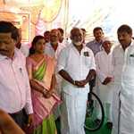 Ponneri Assembly Member Durai Chandrasekhar presented free bicycle to 149 students at TVS Government Higher Secondary School Meenjoor.-p1