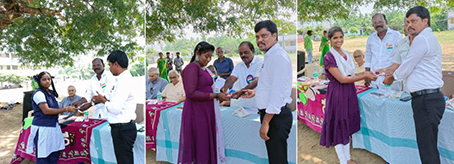 Tirukandalam Panchayat Government School celebrated the 77th Independence Day by awarding gold coins to three female students who topped the public examination