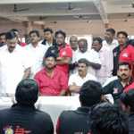 DMK youth two-wheeler awareness rally team given a warm welcome at Tiruvallur district border-p3