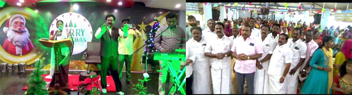 Former minister R. Kamaraj participated in the Christmas celebration in Mannargudi ...