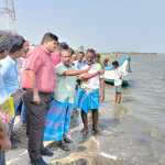 Tiruvallur District Collector who inspected Palavekadu beach and Buckingham canal areas where oil wastes are spread-p1