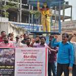 Journalists of Ponneri area protesting in front of Ambedkar statue… demand Tamil Nadu government to enact Journalists Protection Act…p1