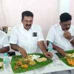 The former Ponneri MLA gave ausu to the devotees on the occasion of the English New Year at the Perumbadu Muthukumaraswamy temple. Siruniyam Balaraman…p2