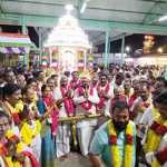 Kanchipuram ADMK members pulled a silver chariot at the Kumarakottam Murugan temple on the occasion of the birthday of late former Chief Minister Jayalalithaa-ஜ3
