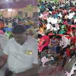 More than 500 students facing public examination for class 10th and 12th who have received blessings from their parents by doing foot puja..