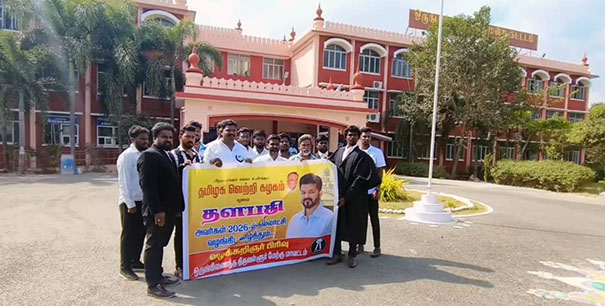 T. V. K. welcomed actor Vijay's political entry and celebrated by giving sweets to the public. Tiruvallur Advocate Division-P