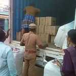 More than 600 sarees and 16 sewing machines were seized in a vehicle search conducted by the Election Flying Squad near Tiruvarur-p3