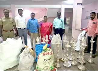 உரிய ஆவணங்கள் இல்லாமல் கொண்டு செல்லப்பட்ட ரூ.5 லட்சம் மதிப்பிலான பித்தளையால் செய்யப்பட்ட மக்கள் பயன்பாட்டு பொருட்கள் பறிமுதல் : தேர்தல் பறக்கும் படை துரித நடவடிக்கை …